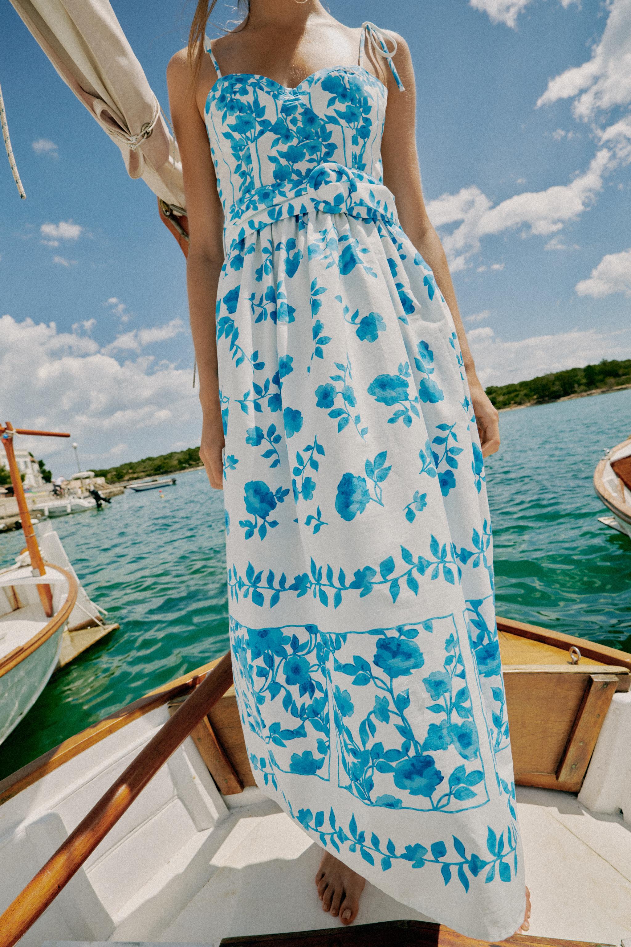 POPLIN PRINT MIDI DRESS